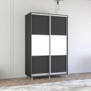 Dulap aron uși glisante din pal orizontal (150x60x230h cm) anthracite