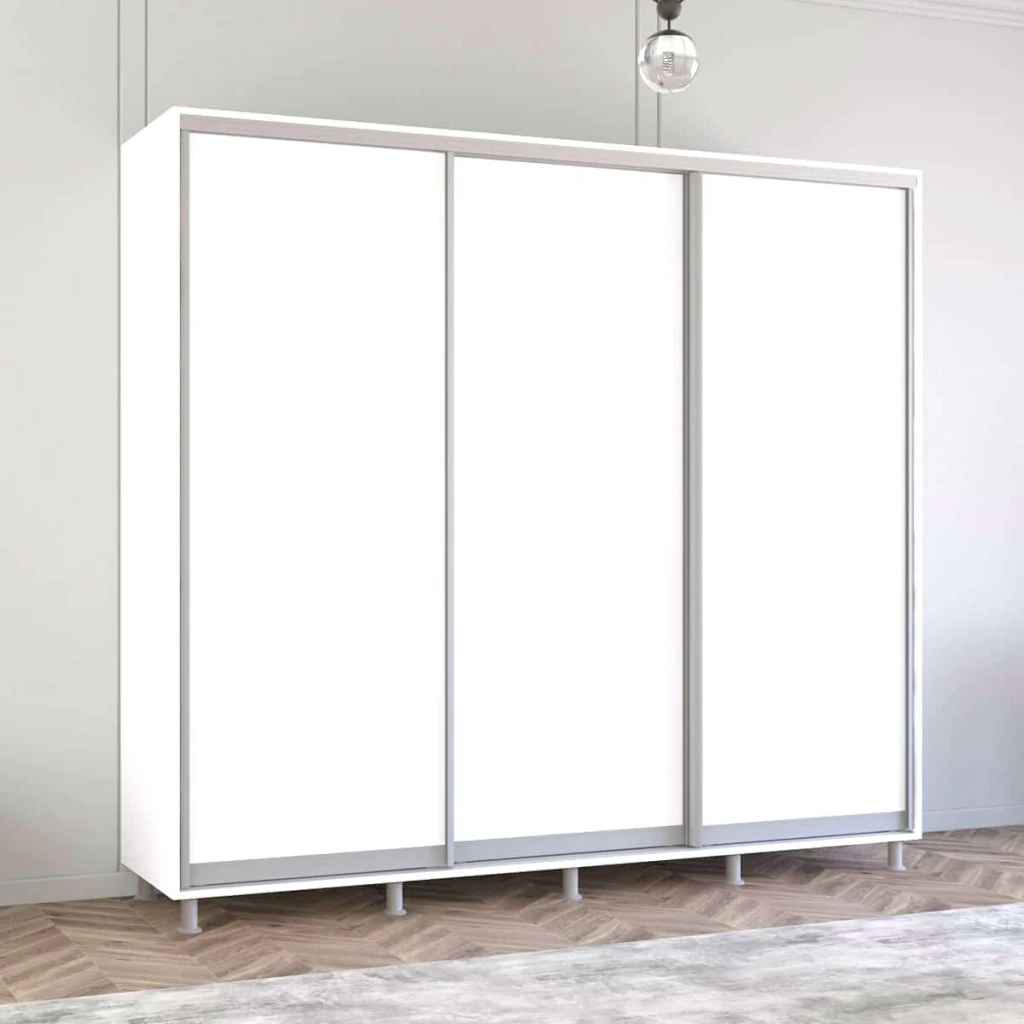 Dulap aron uși glisante din pal cu oglindă vertical (110x60x240h cm) alb brilliant 2