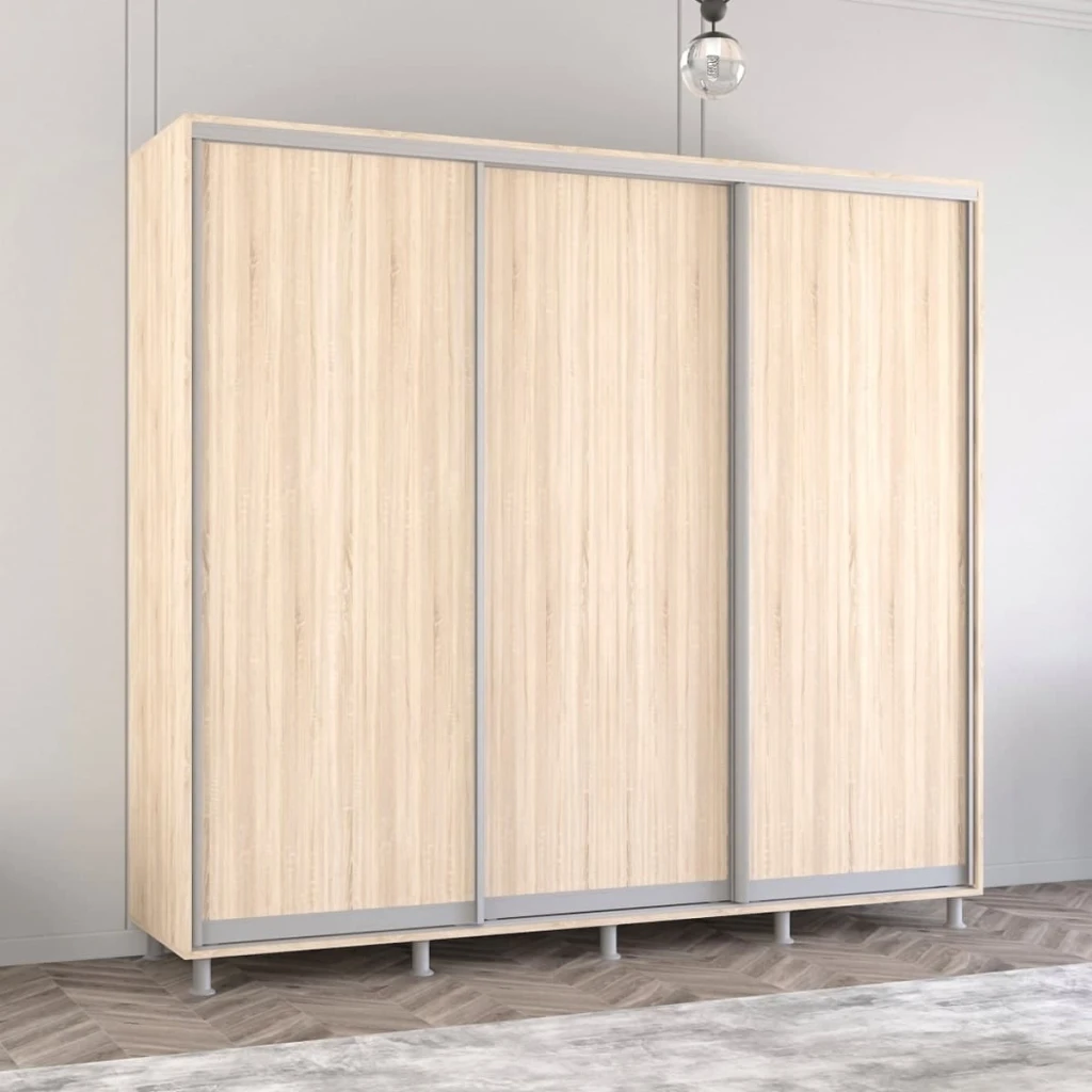 Dulap aron uși glisante din pal cu oglindă vertical (110x60x240h cm) alb brilliant 4