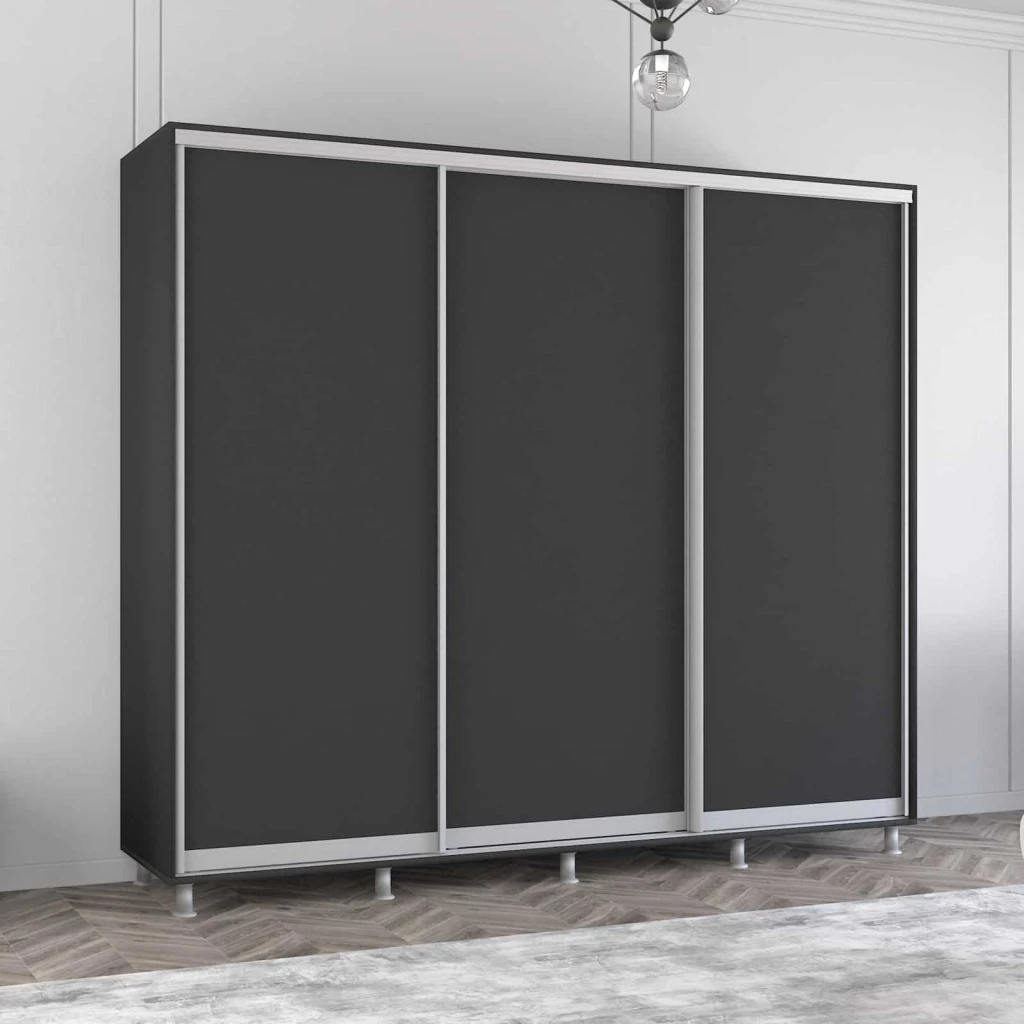 Dulap aron uși glisante din pal cu oglindă vertical (110x60x240h cm) alb brilliant 6