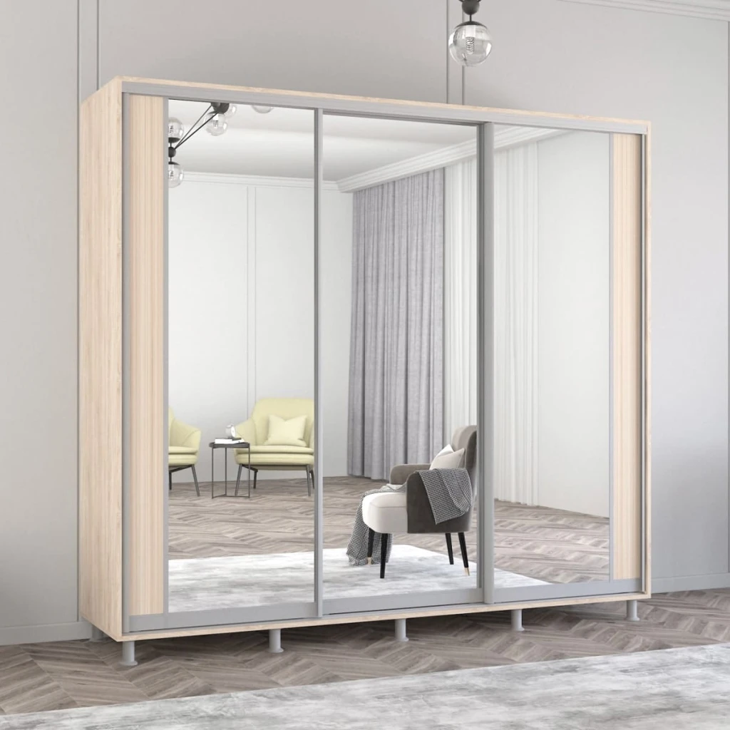 Dulap aron uși glisante din pal cu oglindă vertical (110x60x230h cm) sonoma 4