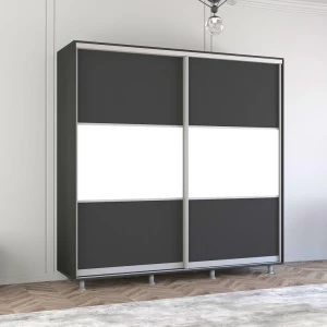 Dulap aron uși glisante din pal orizontal (220x60x200h cm) anthracite