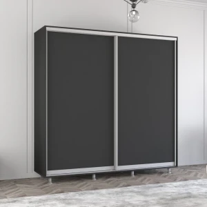 Dulap aron uși glisante din pal (230x60x240h cm) anthracite