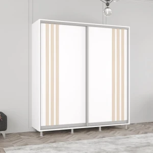 Шкаф aron с раздвижными дверями из лдсп с ламелями (200x60x200h см) белый бриллиант