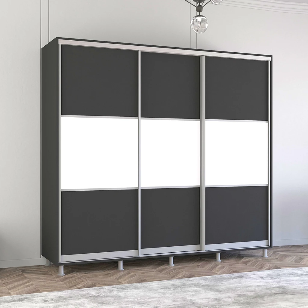 Шкаф aron с раздвижными дверями из лдсп горизонтальный (240x60x200h см) белый бриллиант 6