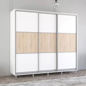 Шкаф aron с раздвижными дверями из лдсп горизонтальный (240x60x230h см) белый бриллиант Thumbnail 1