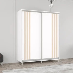 Шкаф aron с раздвижными дверями из лдсп с ламелями (170x60x240h см) белый блестящий