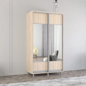 Dulap aron-p uși glisante din pal cu oglindă orizontal (120x60x210h cm) sonoma