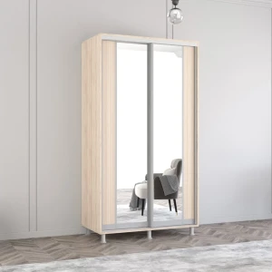 Dulap aron-p 1.0m - 1.8m uși glisante din pal cu oglindă zebra (120x60x200h cm) sonoma