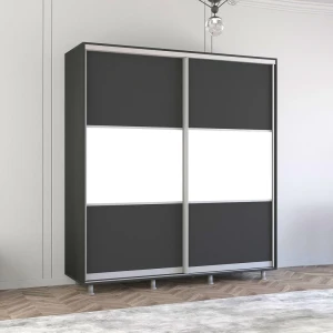 Шкаф aron-p с раздвижными дверями из лдсп горизонтальный (190x60x200h см) белый бриллиант Thumbnail 6