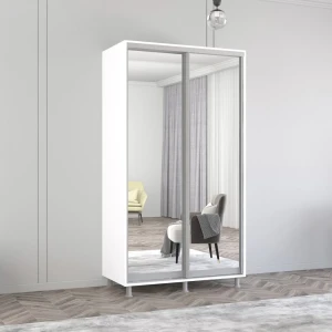 Шкаф aron-s с раздвижными зеркальными дверями (120x60x240h см) белый бриллиант