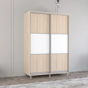 Dulap aron-s 1.0m - 1.8m uși glisante din pal orizontal (150x60x240h cm) sonoma