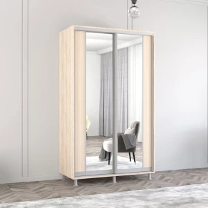 Dulap aron-s uși glisante din pal cu oglindă vertical (130x60x230h cm) sonoma