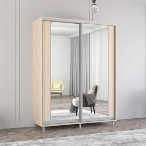 Dulap aron-s uși glisante din pal cu oglindă vertical (170x60x240h cm) sonoma