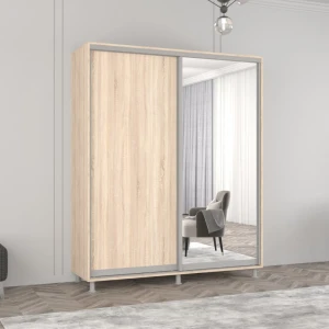 Шкаф aron-s с раздвижными зеркальными дверями и лдсп (170x60x220h см) sonoma