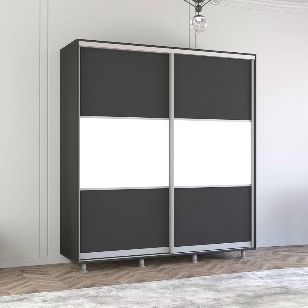 Шкаф aron-s с раздвижными дверями из лдсп горизонтально (190x60x200h см) белый бриллиант 6