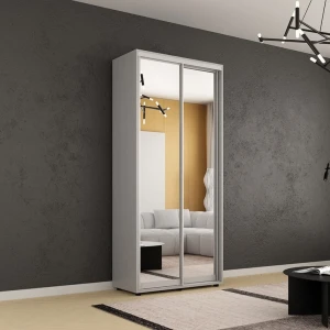 Dulap compact uși glisante oglinzi (100x45x240h cm) grey
