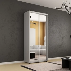 Dulap compact uși glisante oglinzi (110x45x210h cm) grey