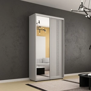 Dulap compact uși glisante oglindă + pal cu ornament grecesc (120x45x200h cm) grey