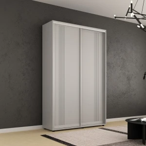 Dulap compact uși glisante pal cu ornament linii (170x45x220h cm) grey