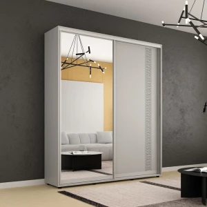 Dulap compact uși glisante oglindă + pal cu ornament grecesc (180x45x200h cm) grey Thumbnail 2