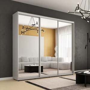 Dulap compact uși glisante oglinzi (270x45x240h cm) grey Thumbnail 1
