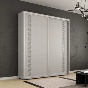Dulap compact uși glisante pal cu ornament grecesc (200x45x220h cm) grey