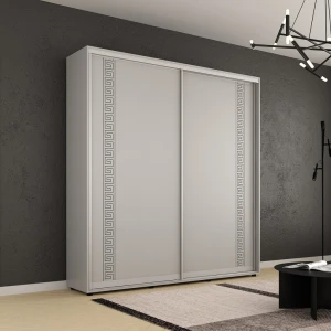 Dulap compact uși glisante pal cu ornament grecesc (210x45x220h cm) grey