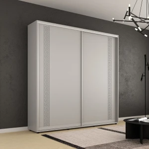 Dulap compact uși glisante pal cu ornament grecesc (220x45x220h cm) grey