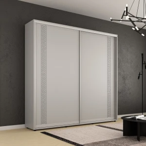 Dulap compact uși glisante pal cu ornament grecesc (230x45x220h cm) grey