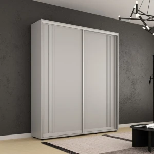 Dulap compact uși glisante pal cu ornament linii (190x45x220h cm) grey