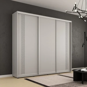 Dulap compact uși glisante pal cu ornament grecesc (250x45x220h cm) grey Thumbnail 1