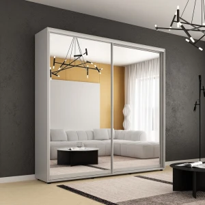 Dulap compact uși glisante oglinzi (230x45x220h cm) grey
