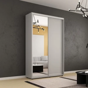 Dulap compact uși glisante oglindă + pal (150x45x240h cm) grey Thumbnail 1