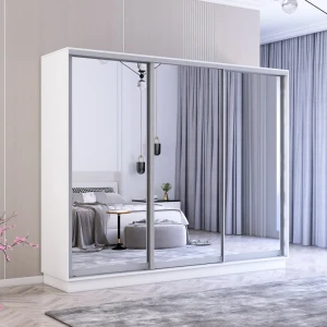 Dulap fox uși glisante din oglinzi (260x60x200h cm) alb