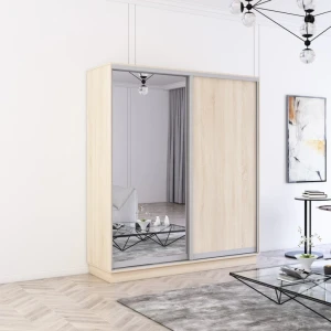 Шкаф fox с раздвижными зеркальными дверями и лдсп (180x60x210h см) сонома