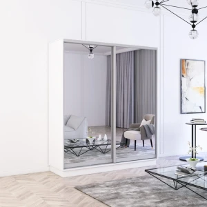 Шкаф fox с раздвижными зеркальными дверями (170x60x240h см) белый
