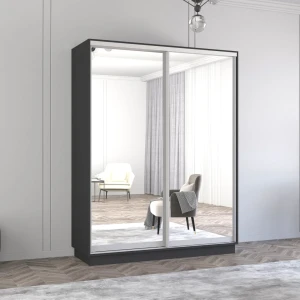 Dulap fox uși glisante din oglinzi (160x60x200h cm) anthracite Thumbnail 1