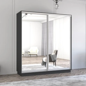 Шкаф fox с раздвижными зеркальными дверями (180x60x240h см) антрацит
