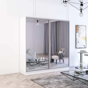 Dulap fox uși glisante din oglinzi (220x60x240h cm) alb