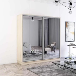 Dulap fox uși glisante din oglinzi (220x60x230h cm) sonoma