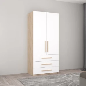 Dulap smart-home 0.80x0.56x2.0h m. cu polițe și sertare sonoma/alb