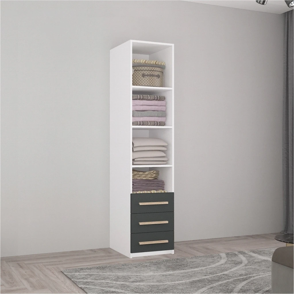 Шкаф smart-home 0.40x0.56x2.0h м. с полками и ящиками белый/антрацит 7
