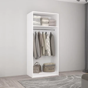 Dulap smart-home 1.0x0.56x2.0h m. cu bară p/u umerașe alb/anthracite Thumbnail 7