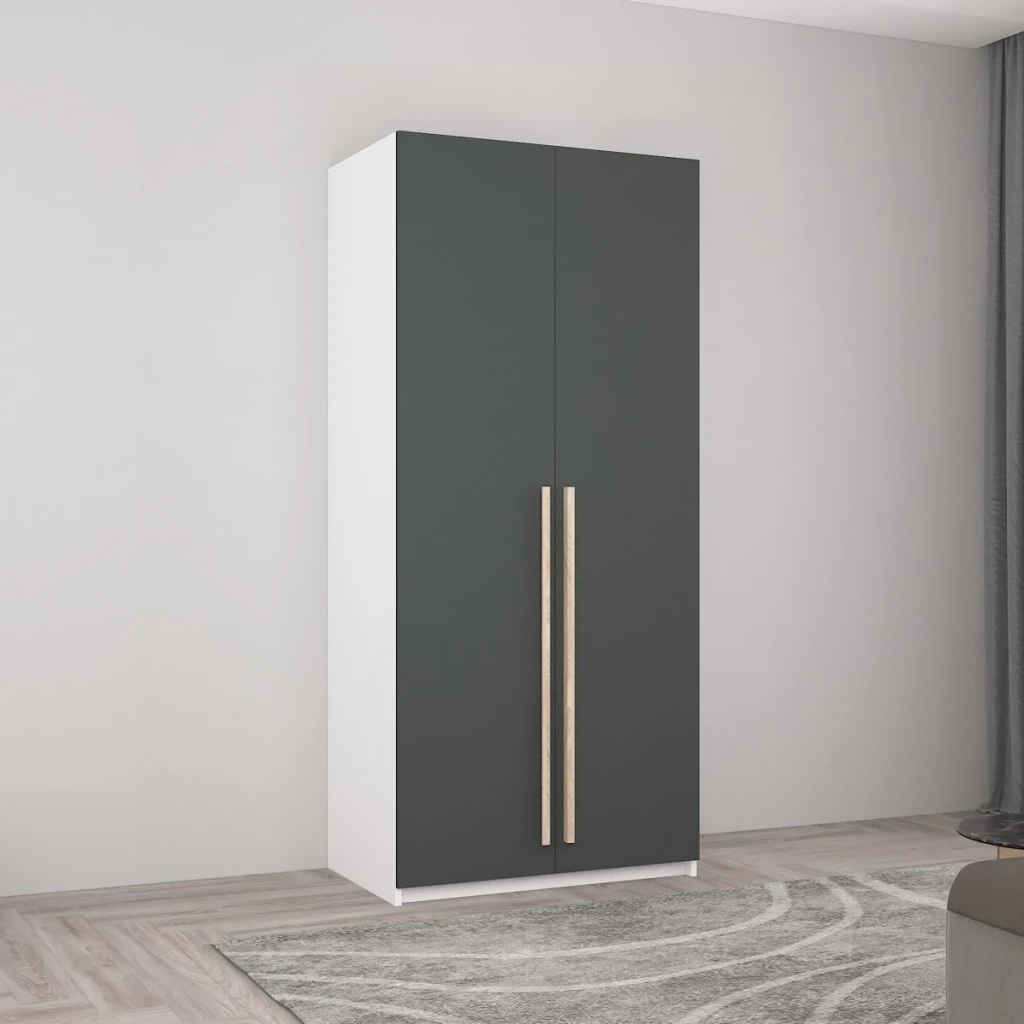 Шкаф smart-home 1x0.56x2.0h м. с полками белый/антрацит 2