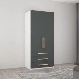 Dulap smart-home 1x0.56x2.0h m. cu polițe și sertare alb/anthracite Thumbnail 2