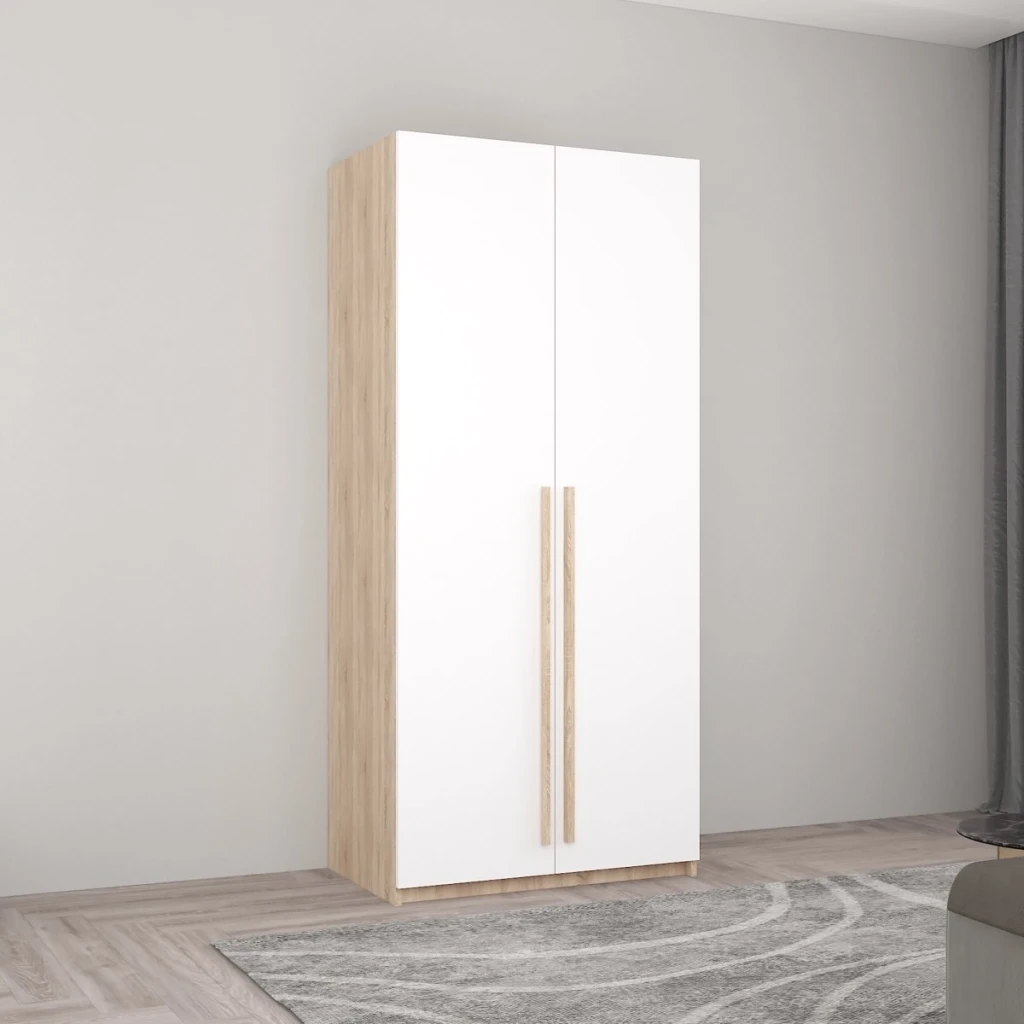 Шкаф smart-home 0.80x0.56x2.0h м. с перекладиной для вешалок белый/антрацит 2