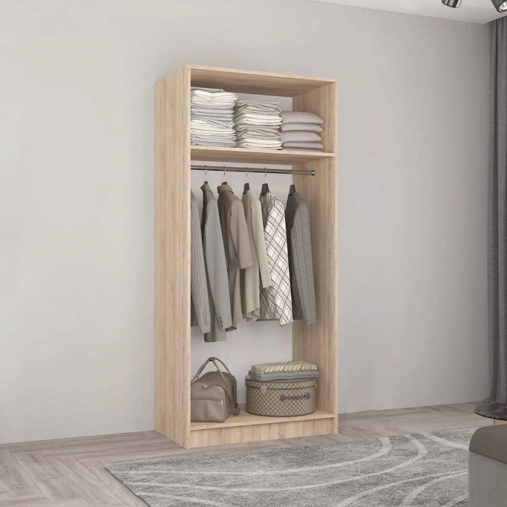 Dulap smart-home 0.80x0.56x2.0h m. cu bară p/u umerașe alb/anthracite 3