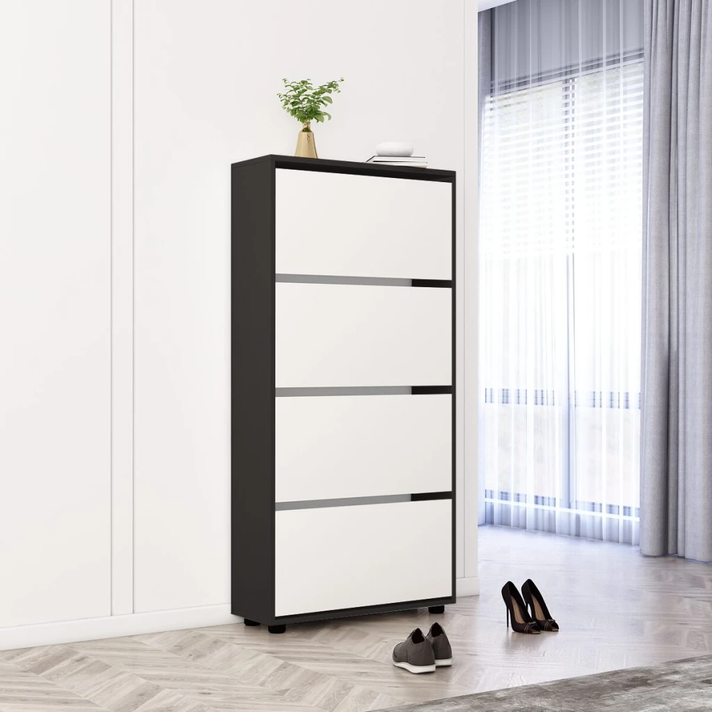 Pantofar leo 60x27x164h cm anhracite/white 2
