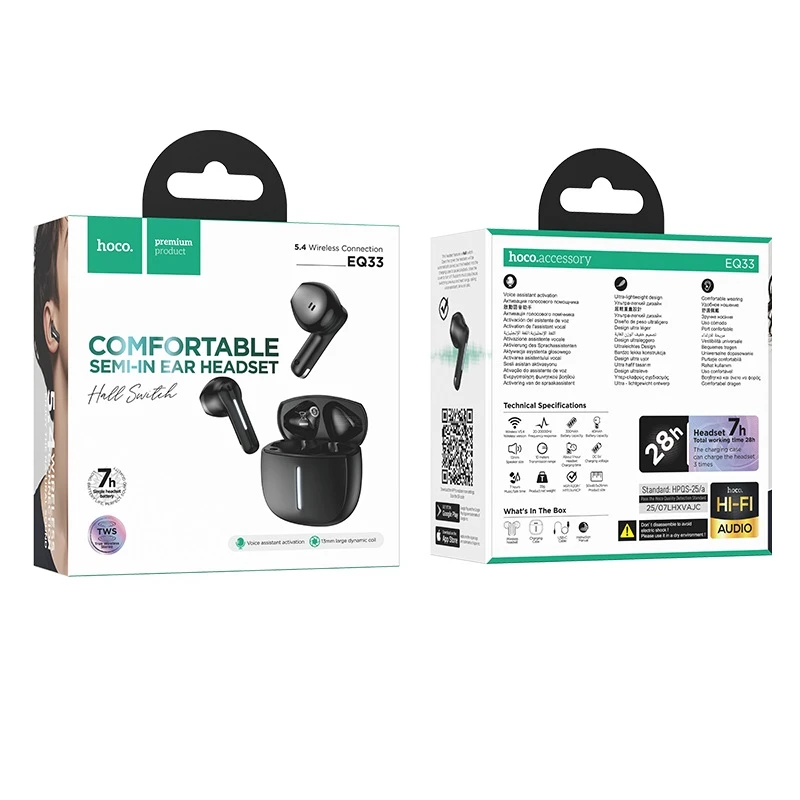 Căști wireless hoco eq33 gem bt (aplicație) negre 2